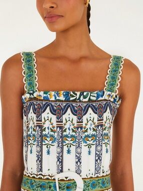 Haute Hippie Blue and White Floral Border Dress
